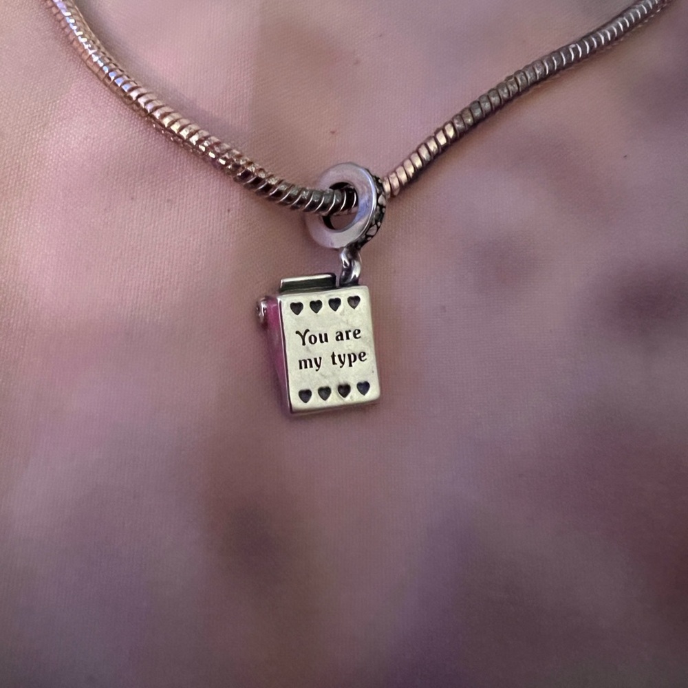 Silver & Pink Dangle Typewriter Charm "I love you forever" & "You Are My… - Picture 5 of 7